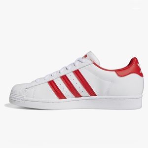 Adidas Men’s Red/ White Super Stars size 7
